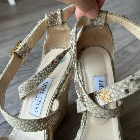 Jimmy  Choo Snakeskin Espadrilles Wedge Sandals - Picture 10 of 16